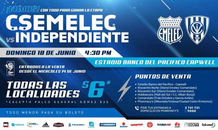 Costo entradas para el duelo entre Emelec vs Independiente del Valle