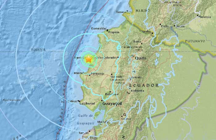 Sismo frente a costas de Manabí