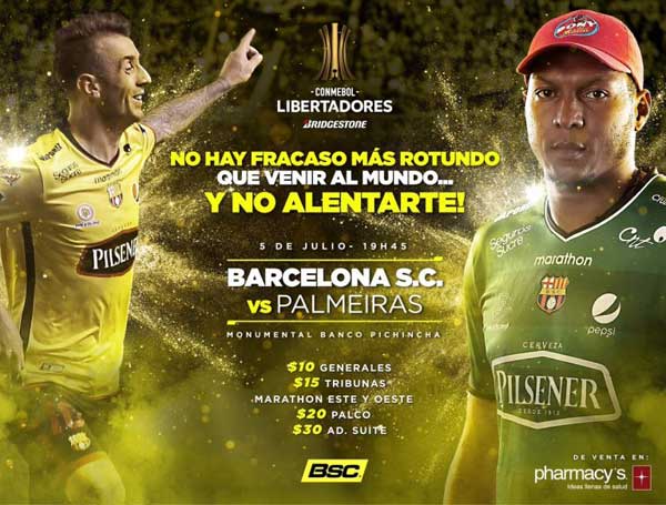 Valor de las entradas para Barcelona SC vs Palmeiras