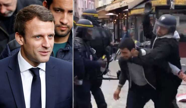 Guardaespaldas de Macron golpea a estudiante en París