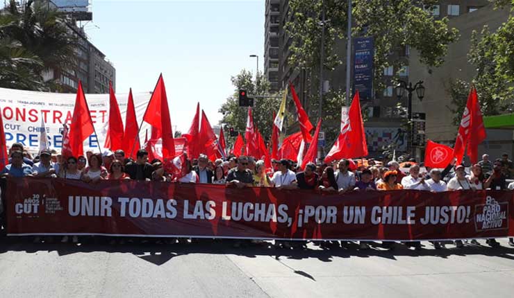 Sindicatos marchan en Chile contra las políticas públicas de Piñera