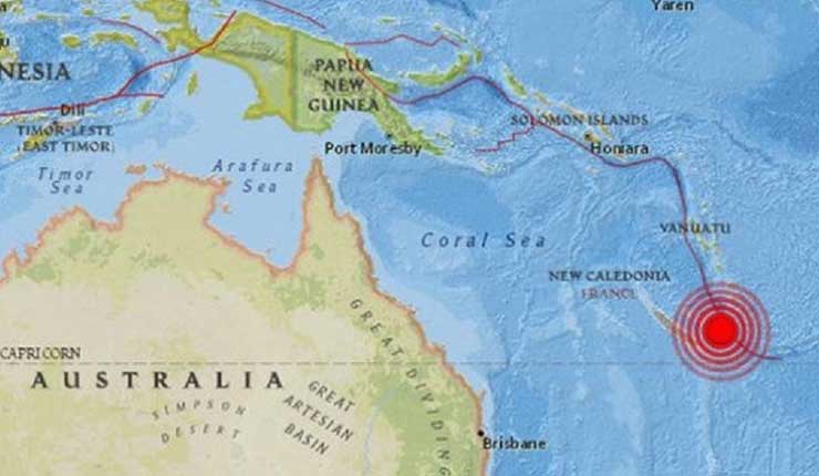 Alterta de Tsunami, archipiélago francés de Nueva Caledonia